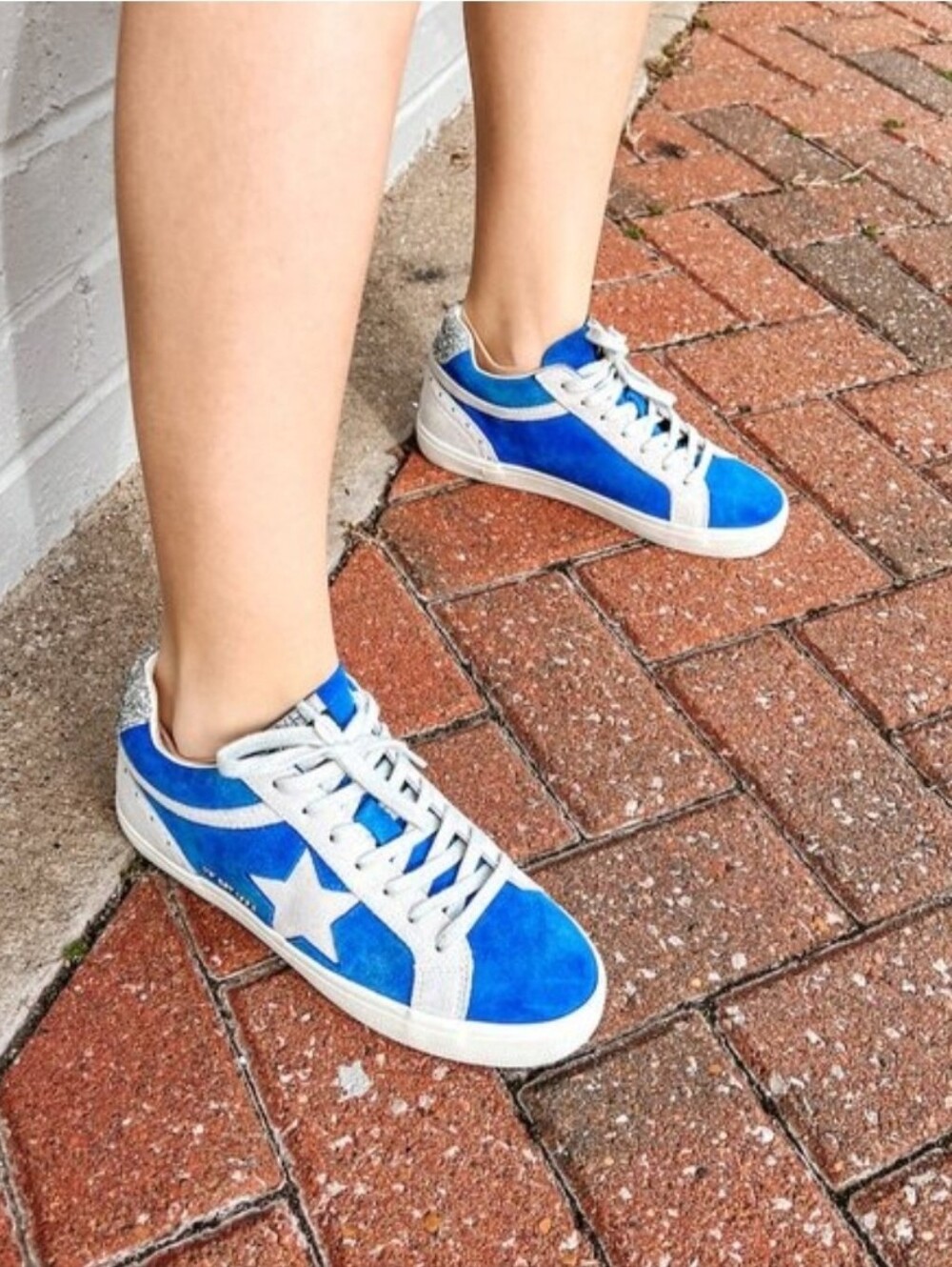VH Vintage Havana Royal Blue Suede Bounce Sneaker Size 9 Silver Glitter